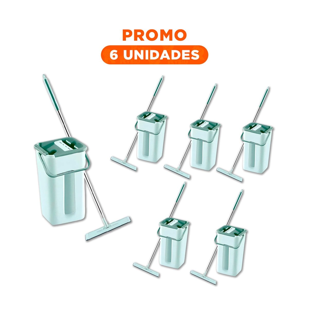 PACK6 LIMPIADOR GIRATORIO CON BALDE COMODO PARA LIMPIEZA DE PISOS VERDE AGUA - 1
