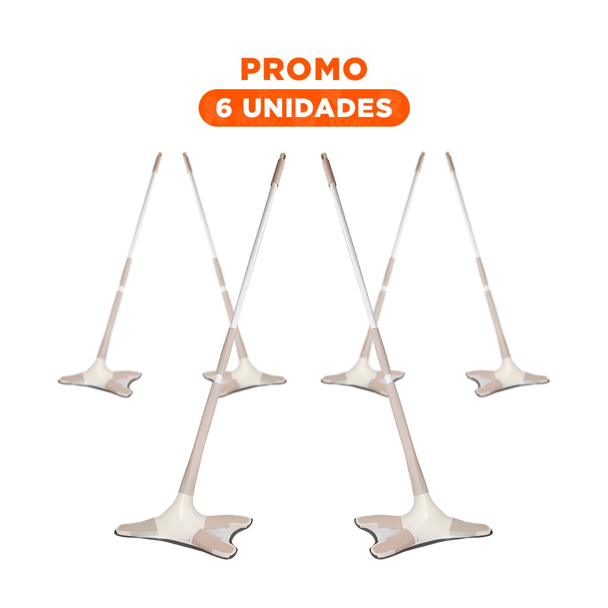 PACK6 FREGONA SUAVE MARIPOSA CON MANGO LARGO Y FIBRA SUAVE QUE CUIDA SUPERFICIES BEIGE - 1