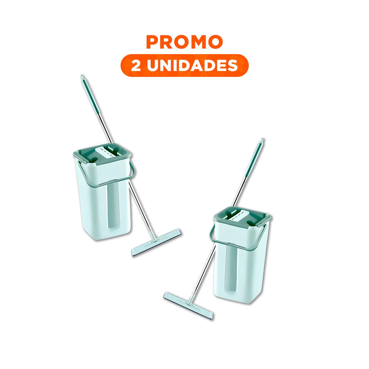 PACK2 FREGONA GIRATORIA CON BALDE RESISTENTE PARA LIMPIEZA DE PISOS VERDE AGUA - 1
