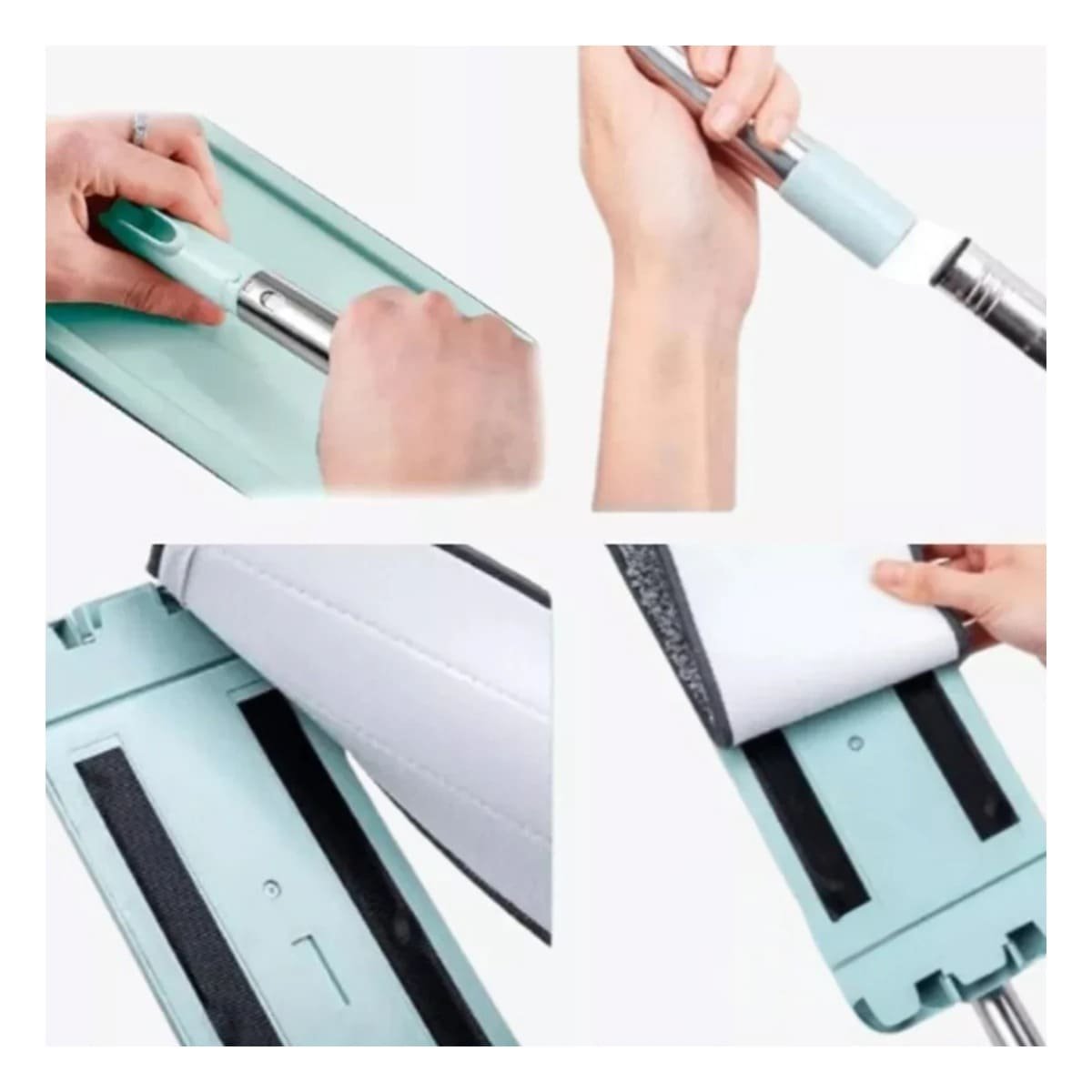 PACK2 FREGONA GIRATORIA CON BALDE RESISTENTE PARA LIMPIEZA DE PISOS VERDE AGUA - 3