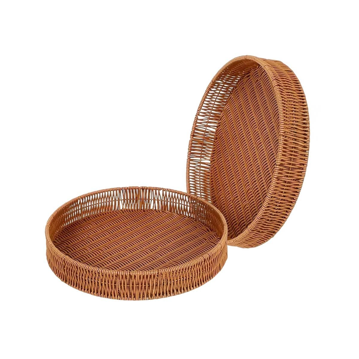 PACK6 CESTO TEJIDO CIRCULAR 35CM COLOR MARRON PARA ORDEN DIARIO EN HOGAR Y+REGALO STICKER - 2