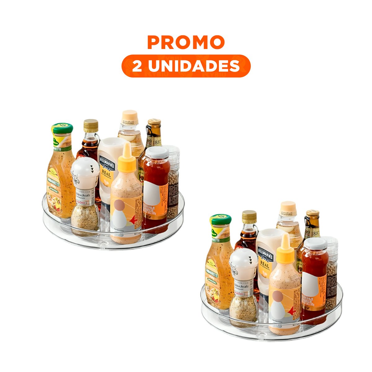 PACK2 CONTENEDOR GIRATORIO MULTIUSO 29X3.5CM PARA COCINA TRANSPARENTE - 1