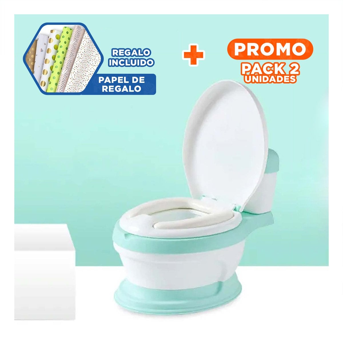 PACK2 SOLIDO INFANTIL VERDE PARA HOGAR CON USO CONTINUO Y FACIL LIMPIEZA Y+PAPEL REGALO - 1