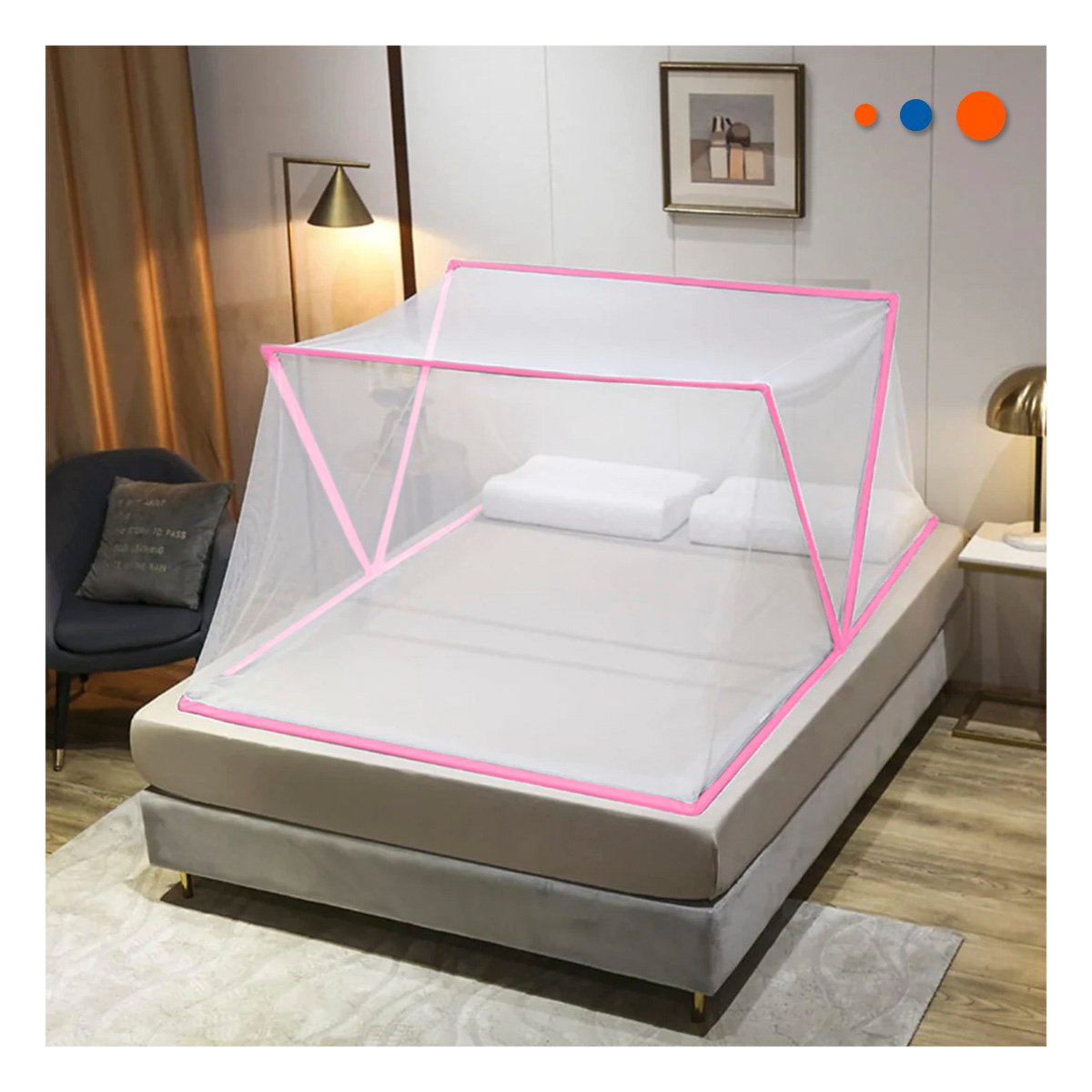 PACK2 MALLA PLEGABLE 130X190CM COMPACTA Y SEGURA Y FACIL DE USAR ROSADO Y+REGALO STICKER - 3
