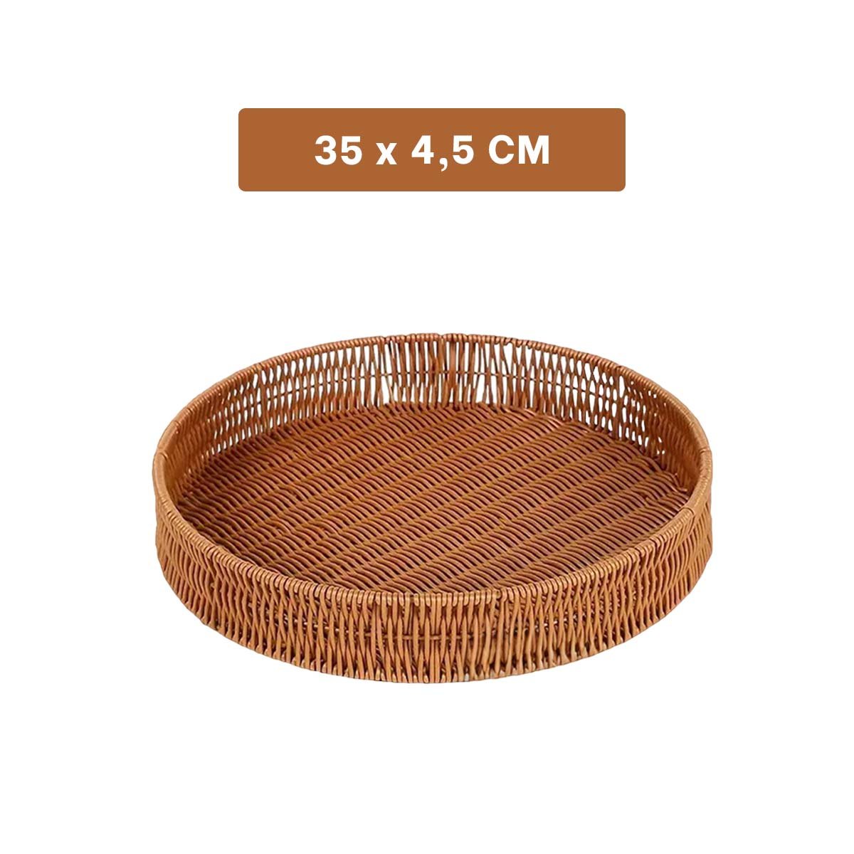 PACK4 CONTENEDOR TEJIDO CIRCULAR 35CM COLOR MARRON PARA ORDEN DIARIO HOGAR MODERNO - 4