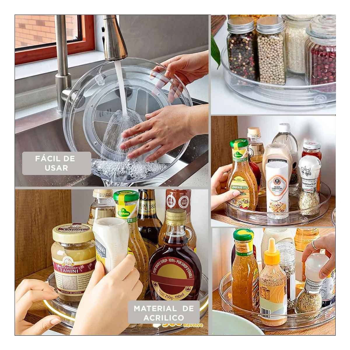 PACK2 CONTENEDOR GIRATORIO FUNCIONAL 29X3.5CM PARA COCINA TRANSPARENTE Y+PAPEL REGALO - 3