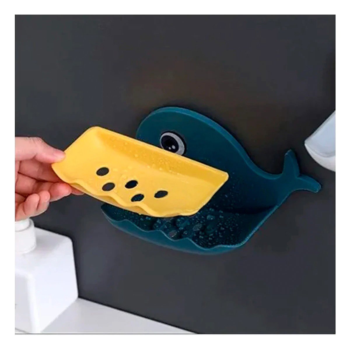 PACK6 CONTENEDOR BALLENA PORTA JABON DISENO INFANTIL DECORATIVO HOGAR AZUL - 2
