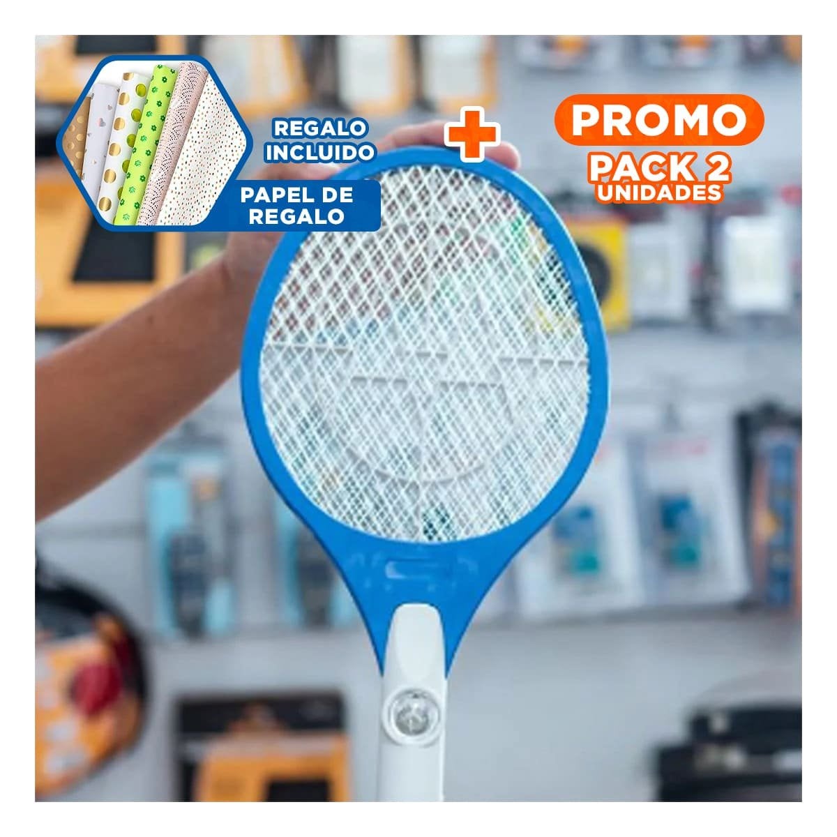 PACK2 INSTRUMENTO MOSQUITERA PORTATIL Y LIGERO PARA CASA PATIO Y JARDIN AZUL Y+PAPEL REGALO - 1