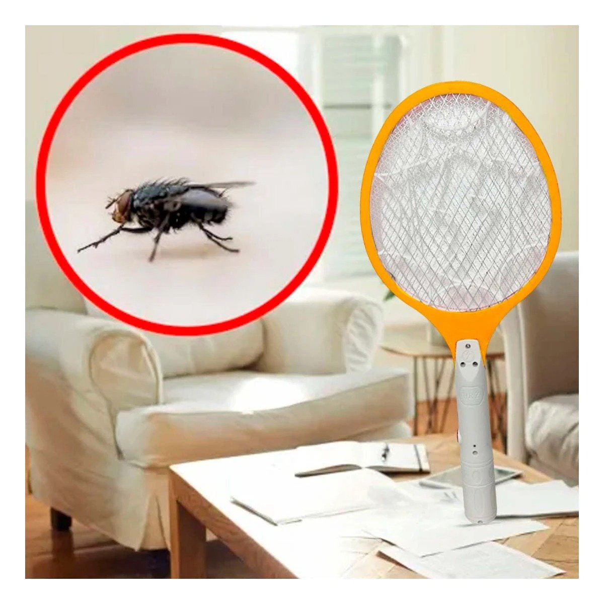 PACK12 RAQUETA MOSQUITERA MULTIFUNCIONAL PARA CAMPING PATIO Y JARDIN ANARANJADO - 2