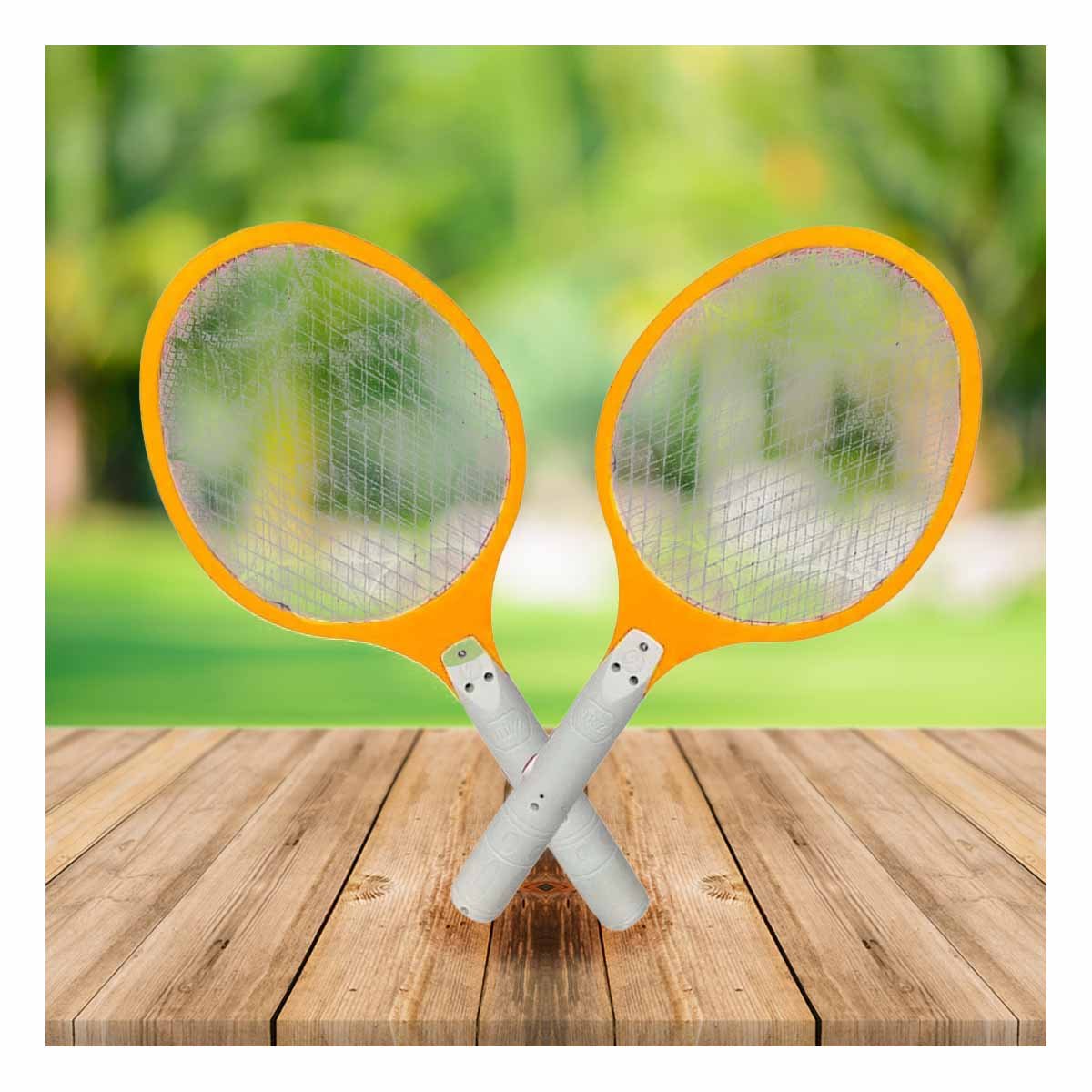 PACK12 RAQUETA MOSQUITERA MULTIFUNCIONAL PARA CAMPING PATIO Y JARDIN ANARANJADO - 3