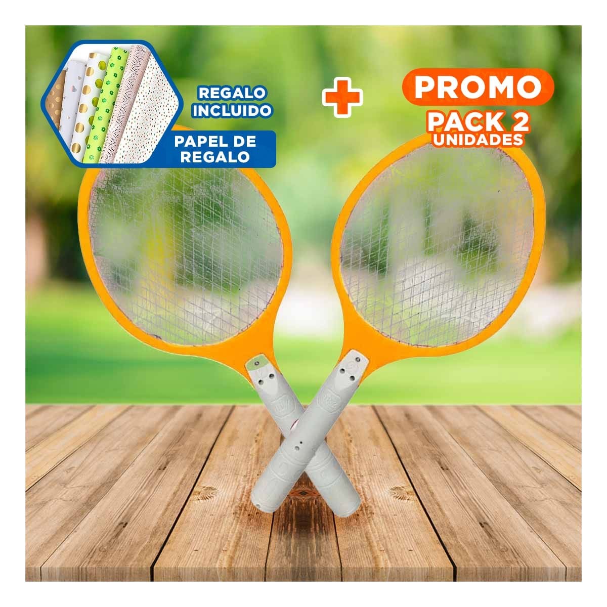 PACK2 INSTRUMENTO MOSQUITERA ELECTRICO PARA ALEJAR INSECTOS ANARANJADO Y+PAPEL REGALO - 1