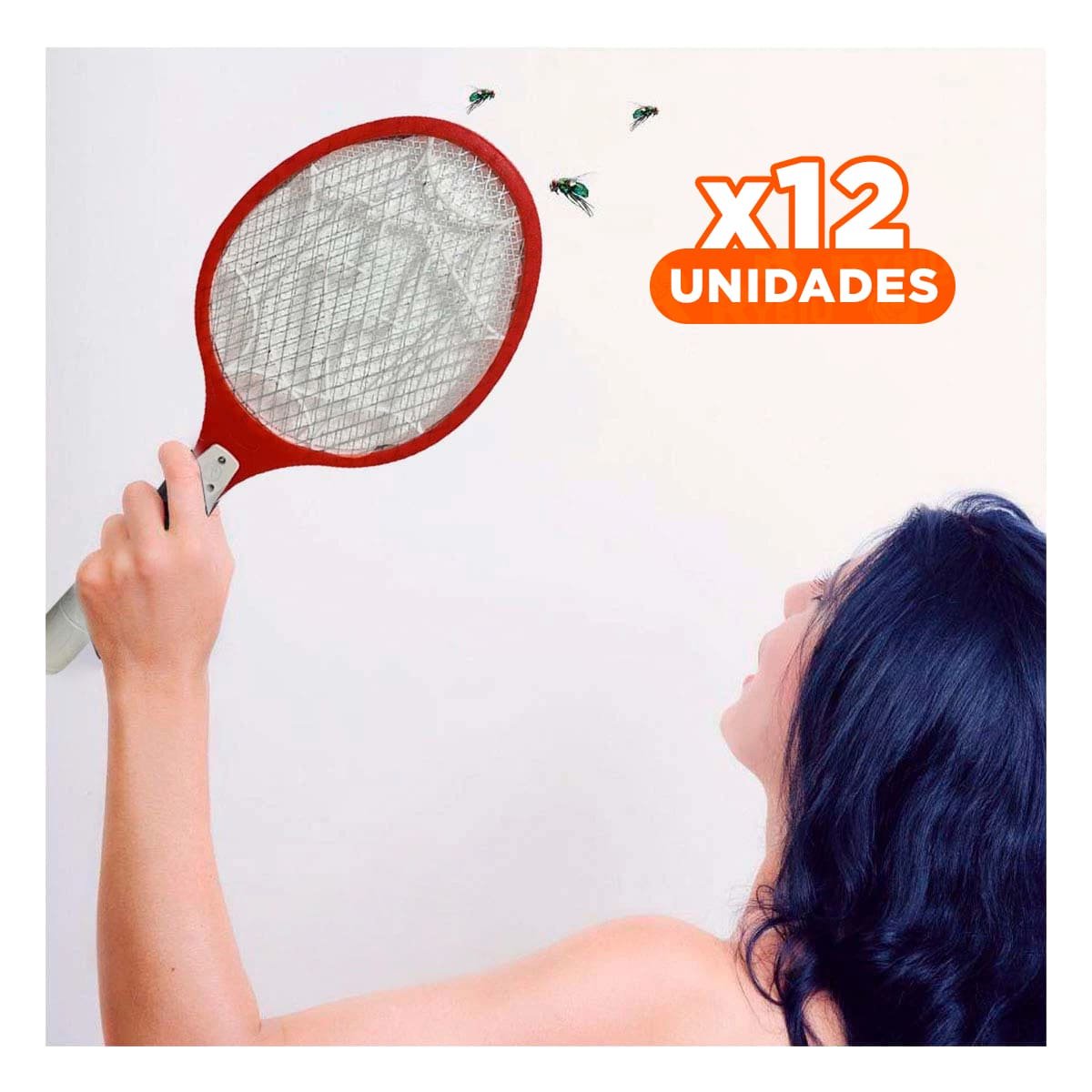 PACK12 RAQUETA MOSQUITERA MULTIFUNCIONAL PARA CAMPING PATIO Y JARDIN ROJO - 1