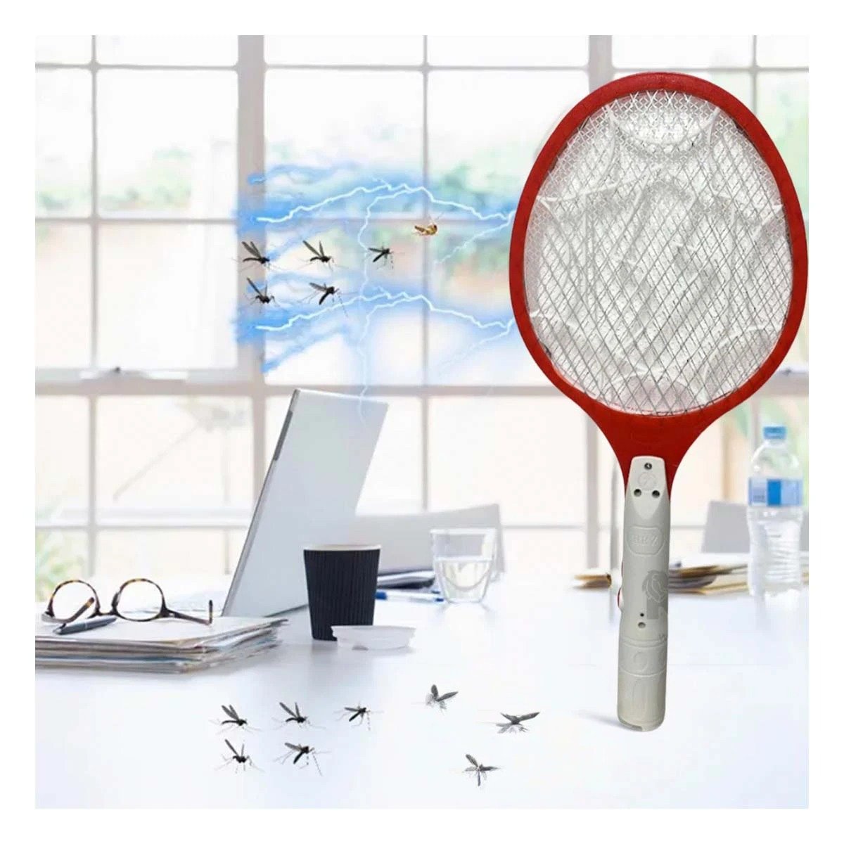 PACK12 RAQUETA MOSQUITERA MULTIFUNCIONAL PARA CAMPING PATIO Y JARDIN ROJO - 3
