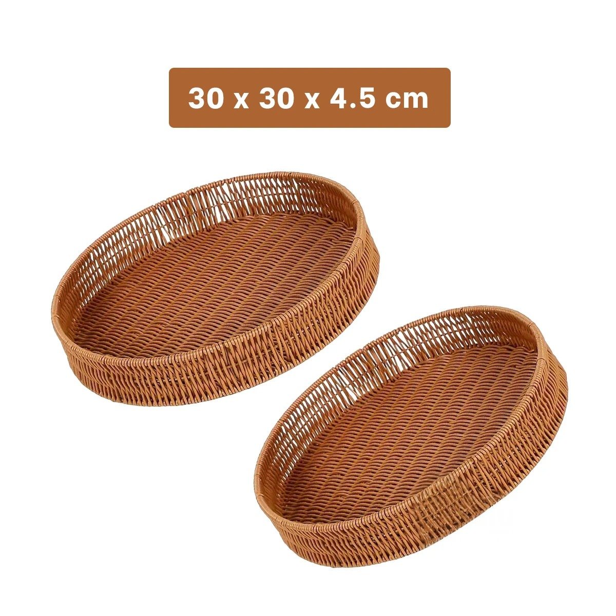 PACK4 CONTENEDOR TEJIDO CIRCULAR 30CM COLOR MARRON PARA ORDEN DIARIO HOGAR MODERNO - 4