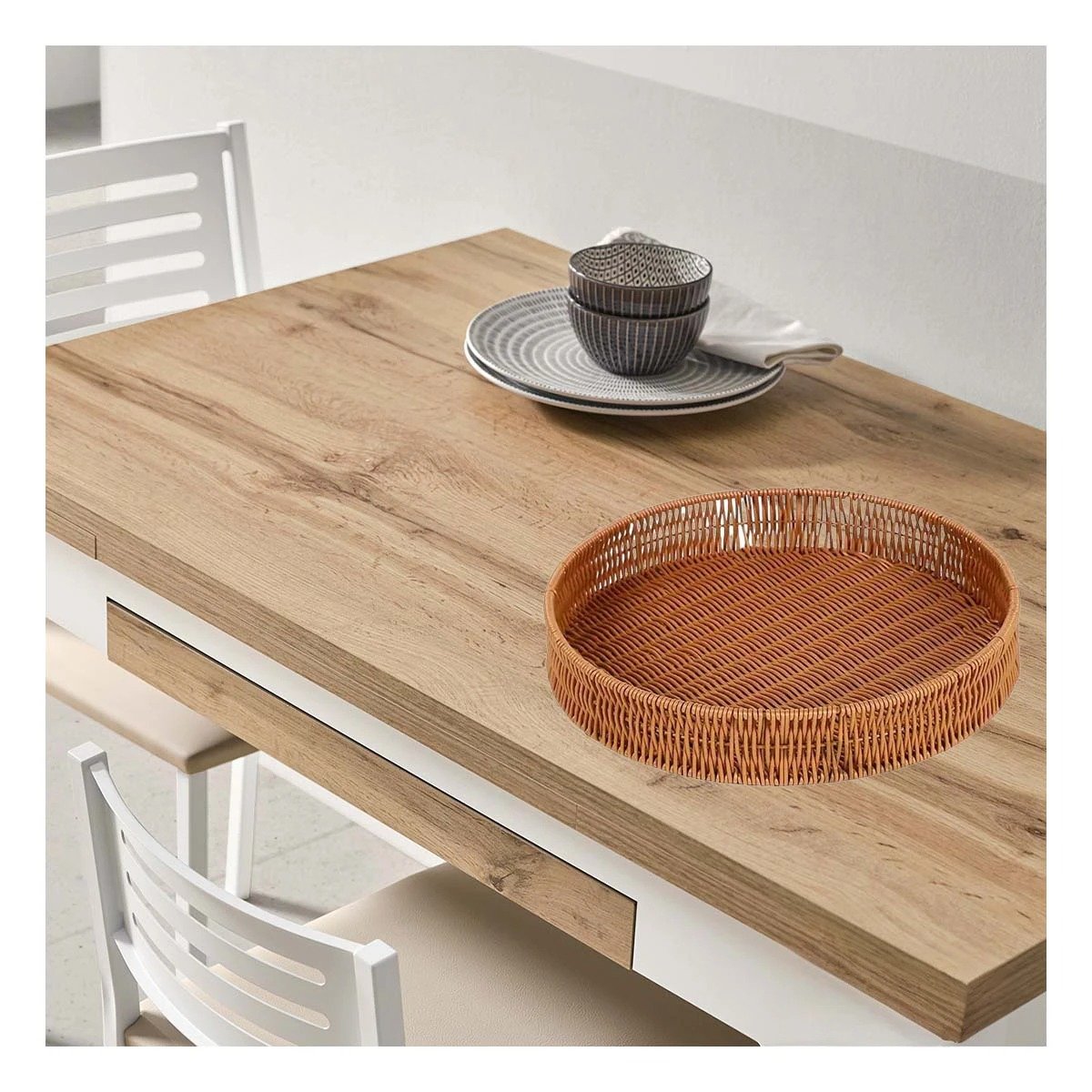 PACK4 CONTENEDOR TEJIDO CIRCULAR 30CM COLOR MARRON PARA ORDEN DIARIO HOGAR MODERNO - 5