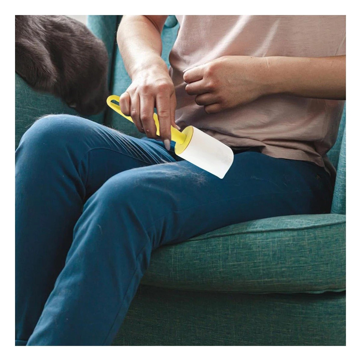 PACK12 RODILLO DE LIMPIEZA ADHESIVO PARA QUITA PELUSA EN TELAS AMARILLO PLUS - 2