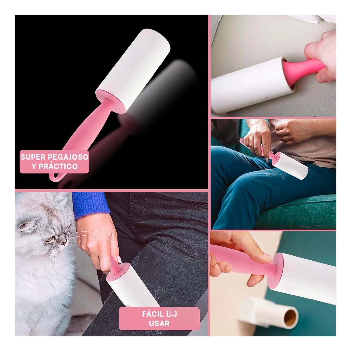 PACK2 RASPAPELUSA VERSATIL PARA SOFAS, CORTINAS Y ALFOMBRAS ROSADO Y+PAPEL REGALO - 3