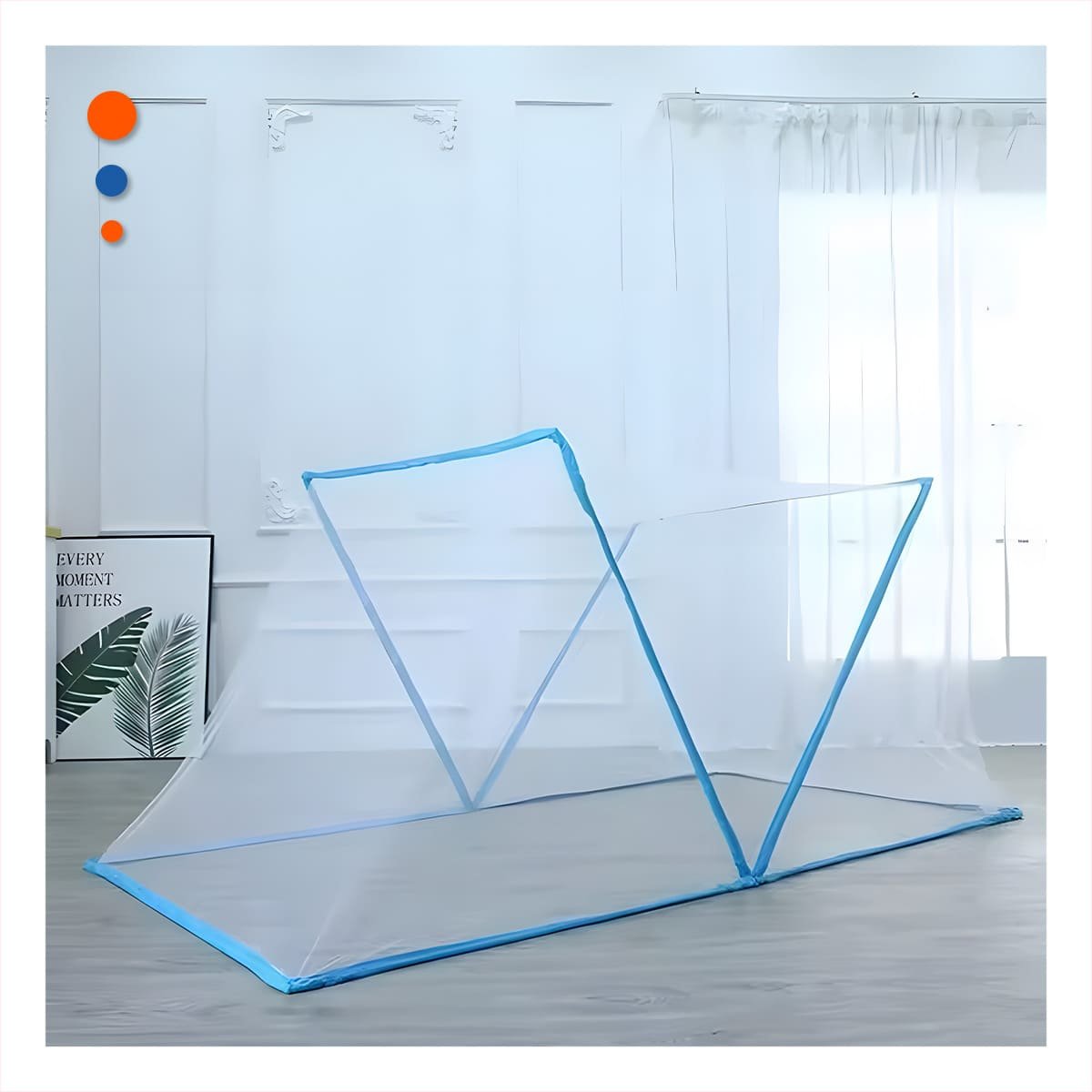 PACK2 MALLA PLEGABLE 130X190CM COMPACTA Y SEGURA Y FACIL DE USAR CELESTE Y+REGALO STICKER - 5