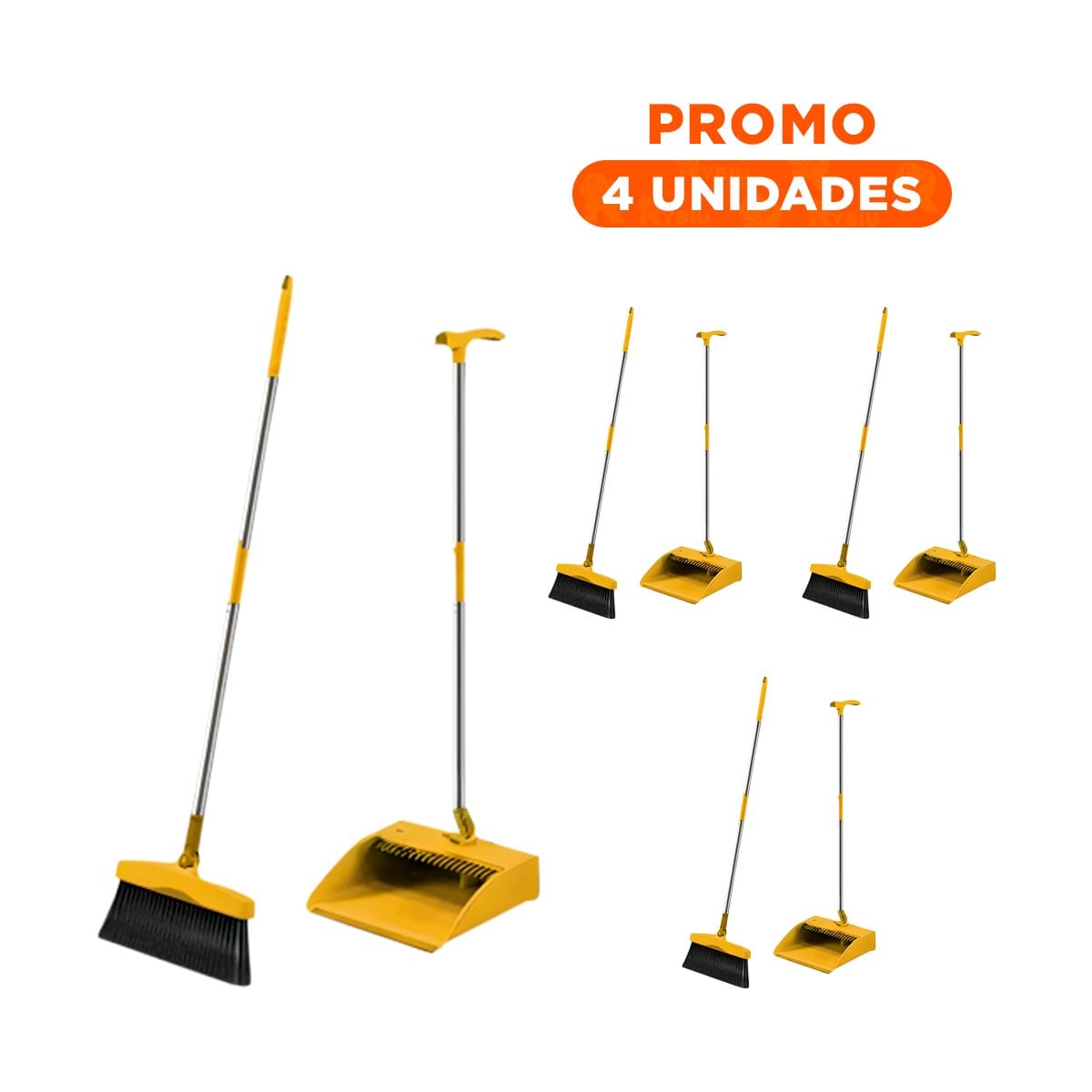 PACK4 EQUIPO DE LIMPIEZA CON ESCOBA Y RECOGEDOR FACIL DE USAR Y+REGALO STICKER - 1