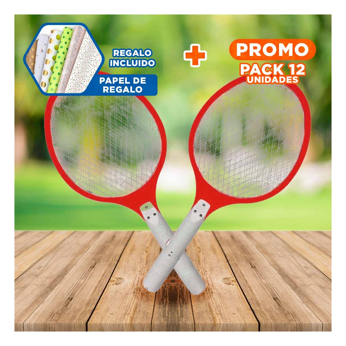 PACK12 MARCO MOSQUITERA MANUAL PARA ELIMINACION RAPIDA DE INSECTOS ROJO Y+PAPEL REGALO - 1