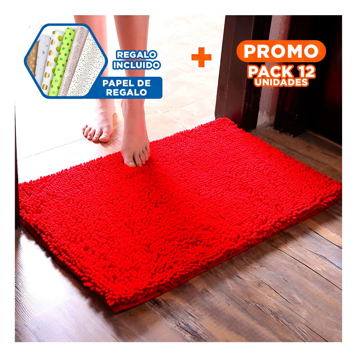 PACK12 TAPIZ DECORATIVO MICROFIBRA 40X60CM ROJO MATERIAL RESISTENTE Y LIGERO Y+PAPEL REGALO - 1