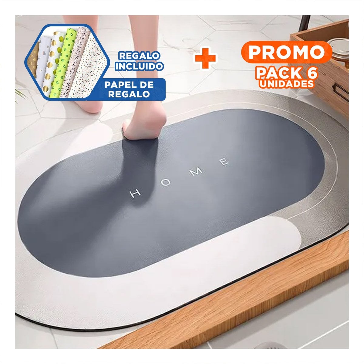 PACK6 TAPIZ DECORATIVO HOME PLOMO FUNCIONAL Y SUAVE PERFECTA PARA CUALQUIER AREA Y+PAPEL REGALO - 1