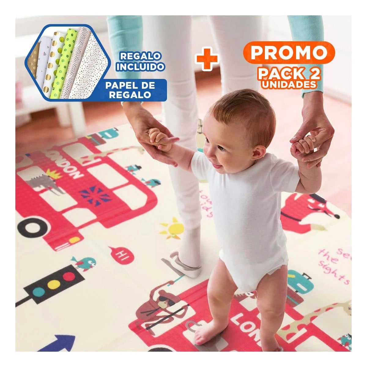 PACK2 TAPETE INFANTIL DE DECORACION HOGAR PARA CASA SALA DORMITORIO SUAVE Y+PAPEL REGALO - 1