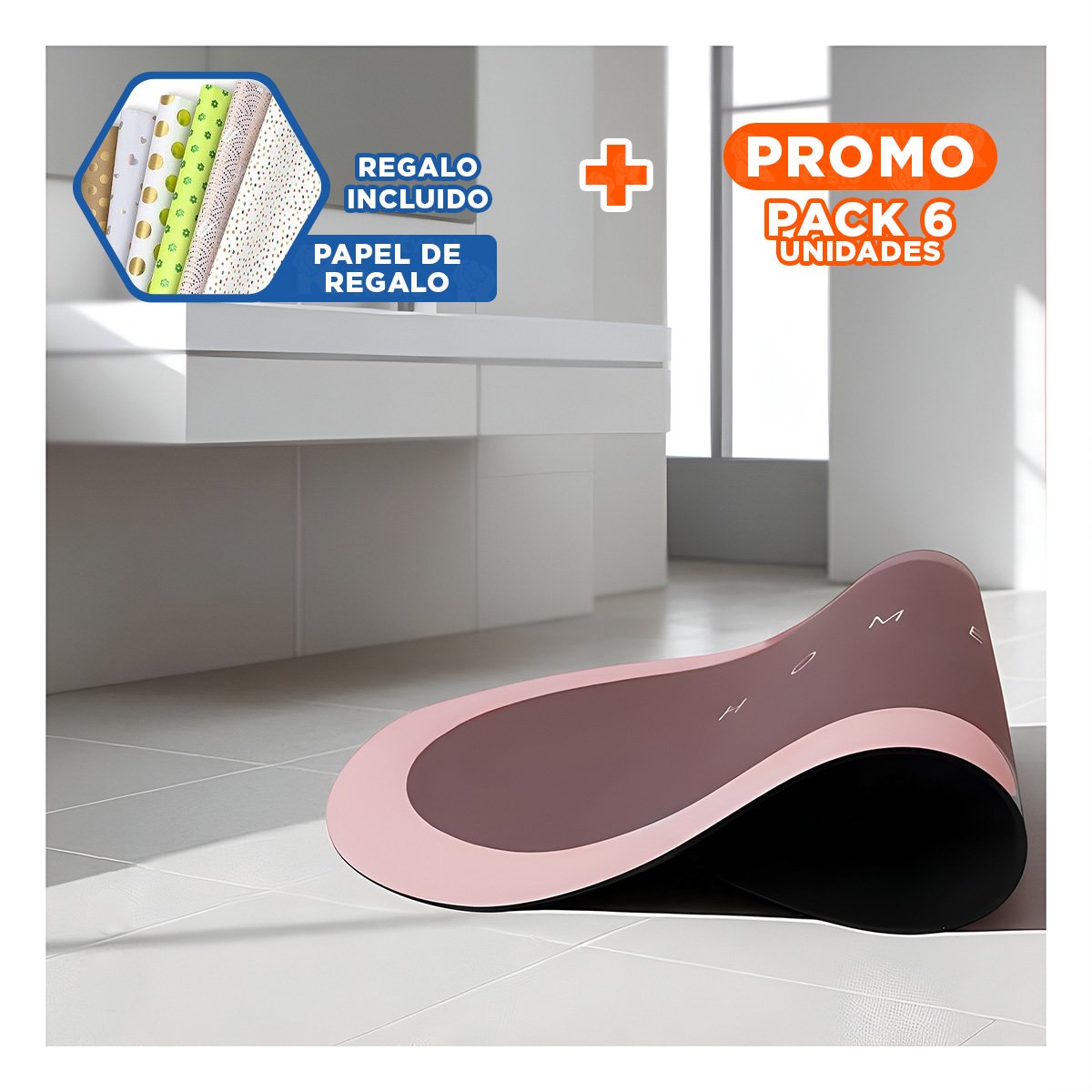 PACK6 TAPIZ LIGERO HOME ROSADO FUNCIONAL Y SUAVE PERFECTO PARA CUALQUIER AREA Y+PAPEL REGALO - 1