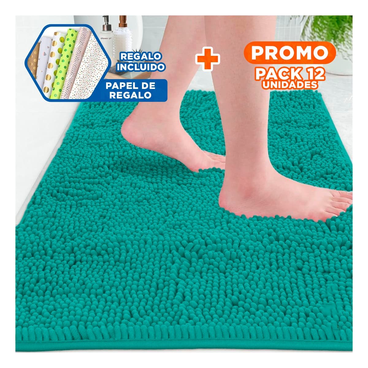 PACK12 TAPIZ DECORATIVO MICROFIBRA 40X60CM VERDE AGUA RESISTENTE Y LIGERO Y+PAPEL REGALO - 1