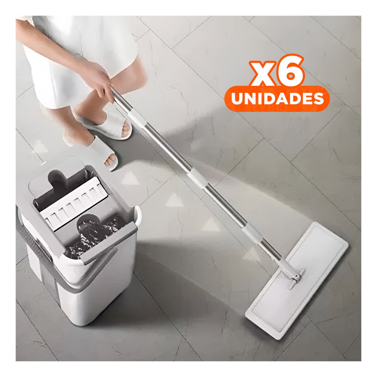 PACK6 TRAPEADOR RAPIDO 360 CON BALDE CENTRIFUGADOR PARA LIMPIEZA DE HOGAR GRIS Y+REGALO STICKER - 1