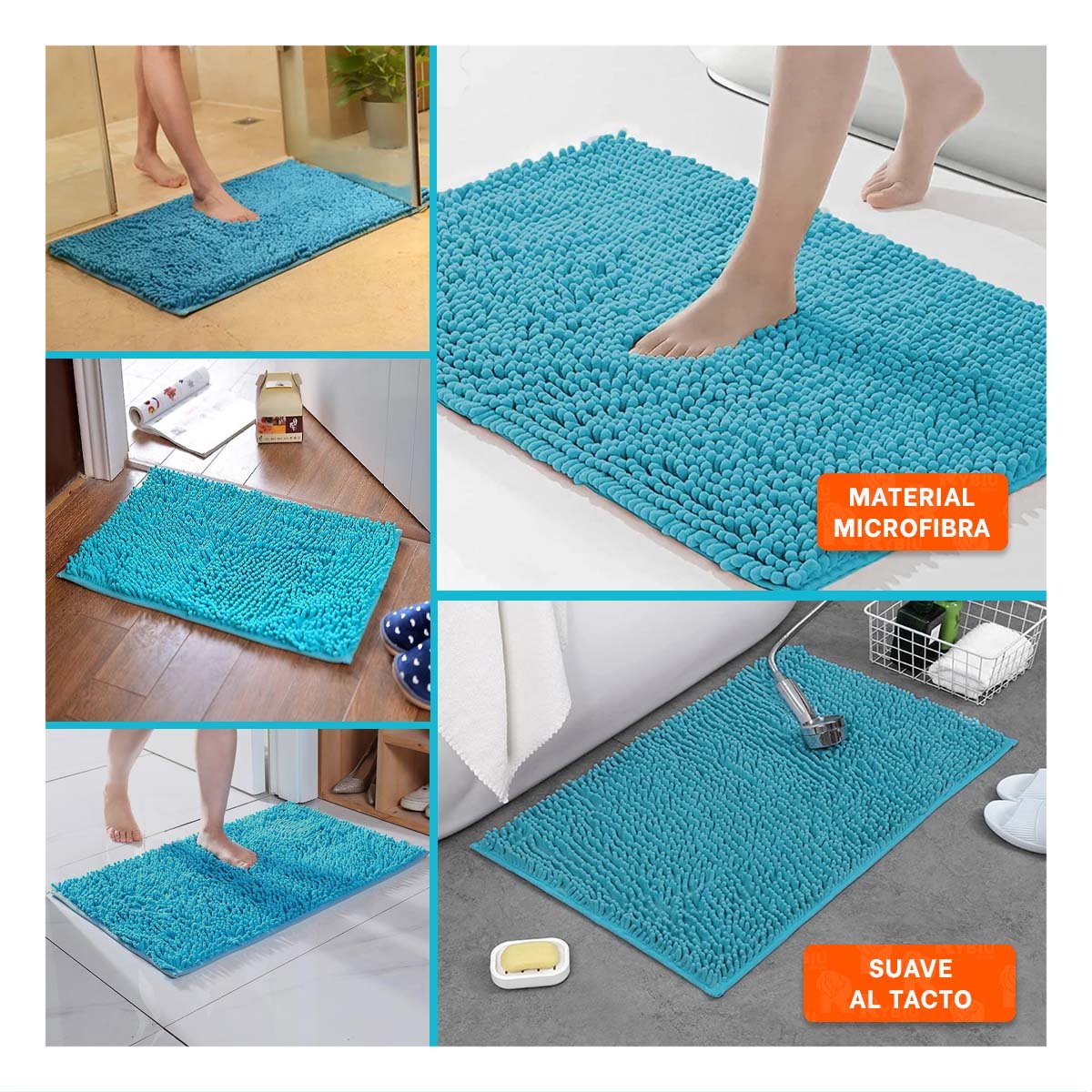 PACK6 COLCHONETA LIGERA MICROFIBRA 40X60CM CELESTE FUNCIONAL Y SUAVE PARA CASA Y+PAPEL REGALO - 3
