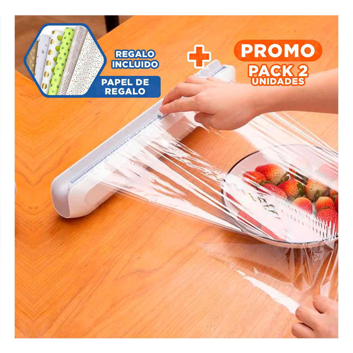 PACK2 CORTADOR DISPENSADOR PARA FILM Y PAPEL ALUMINIO USO DOMESTICO Y+PAPEL REGALO - 1