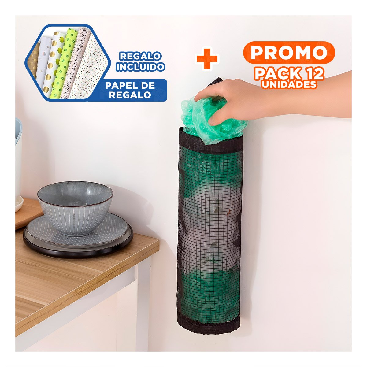 PACK12 PIEZA DE RESINA PRACTIFACIL 39X11,5 CM CON ESPACIO LIBRE PARA BOLSAS Y+PAPEL REGALO - 1