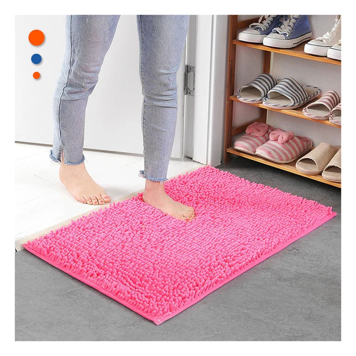 PACK4 TAPIZ RECTANGULAR MICROFIBRA 40X60CM ROSADO PARA CASA USO DIARIO Y+REGALO STICKER - 5