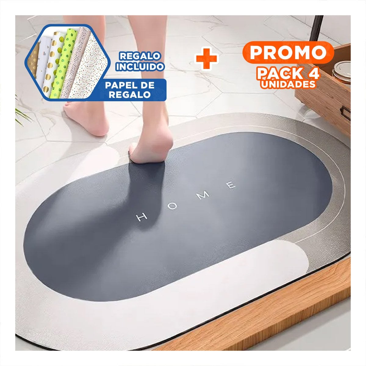 PACK4 TAPIZ FUNCIONAL HOME PLOMO DISENO COMODO Y FACIL DE LIMPIAR EN CASA Y+PAPEL REGALO - 1