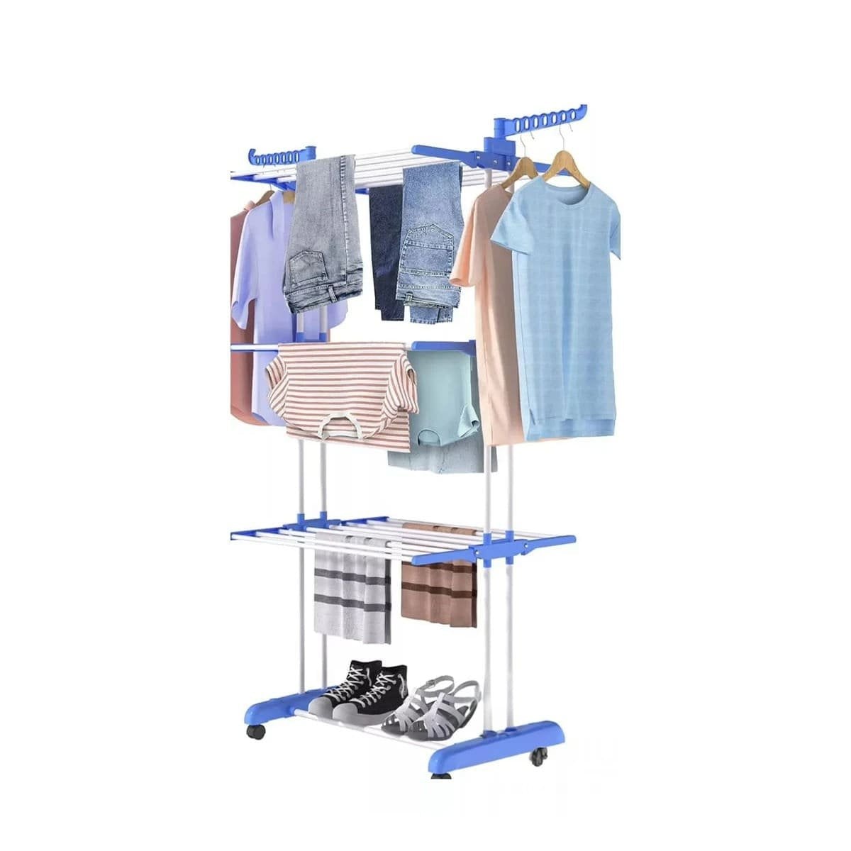 PACK4 ORGANIZADOR FUNCIONAL QUE AYUDA A SECAR ROPA DE FORMA ORDENADA EN CELESTE Y+PAPEL REGALO - 3