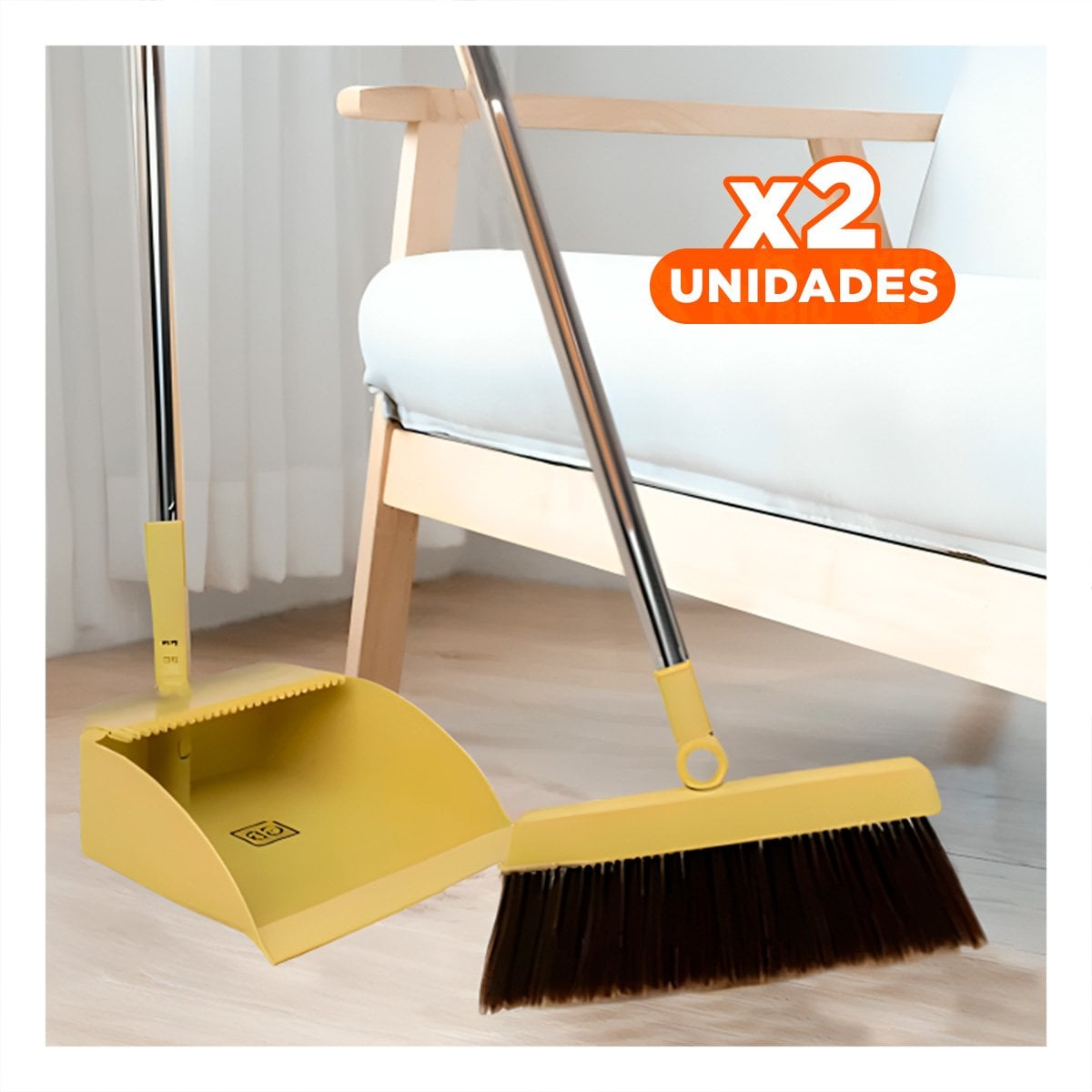 PACK2 UTENSILIO DE LIMPIEZA CON ESCOBA Y RECOGEDOR MULTI USO PARA DORMITORIO Y+REGALO STICKER - 1