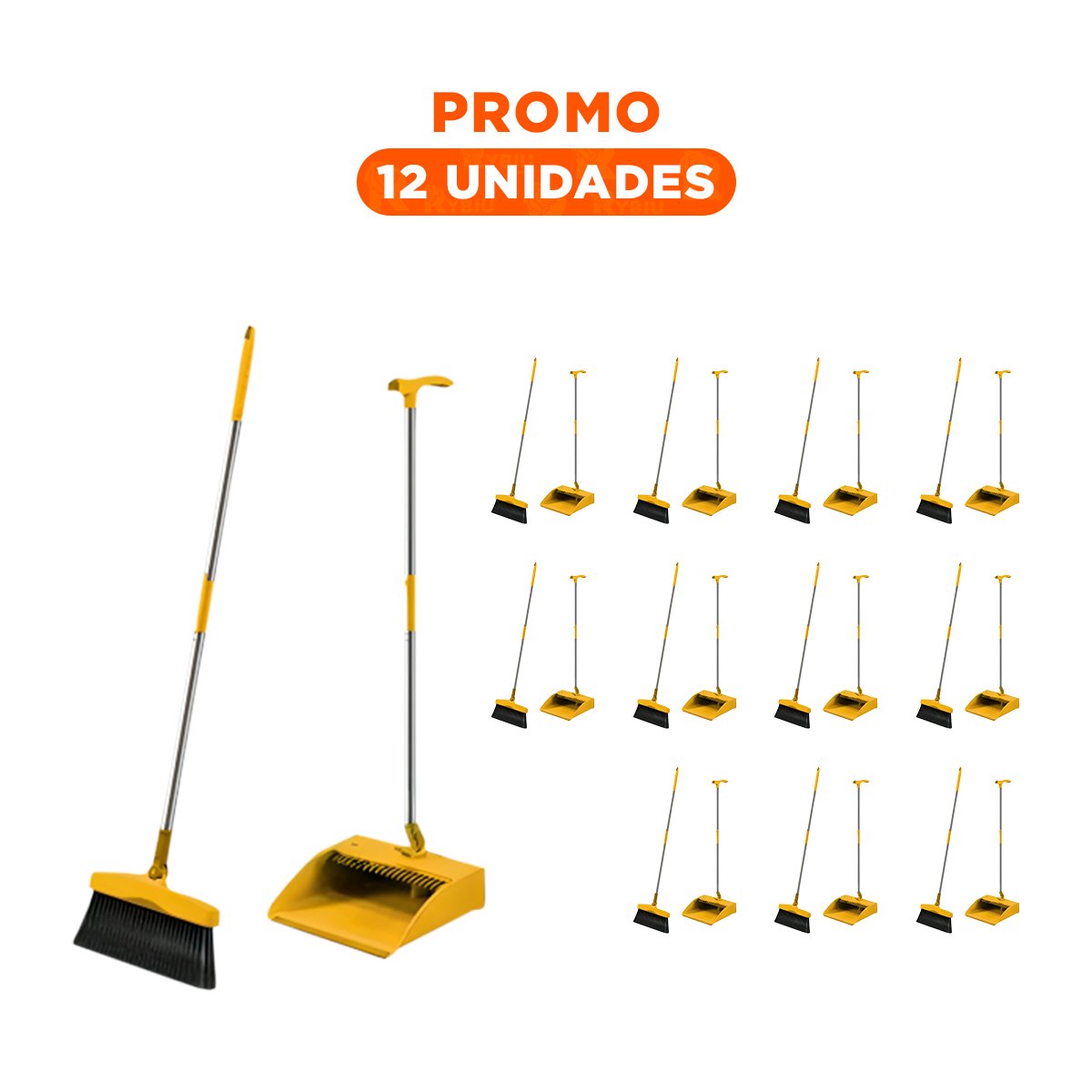 PACK12 IMPLEMENTO DE HOGAR CON ESCOBA Y RECOGEDOR PRÁCTICO PARA LIMPIEZA Y+REGALO STICKER - 1