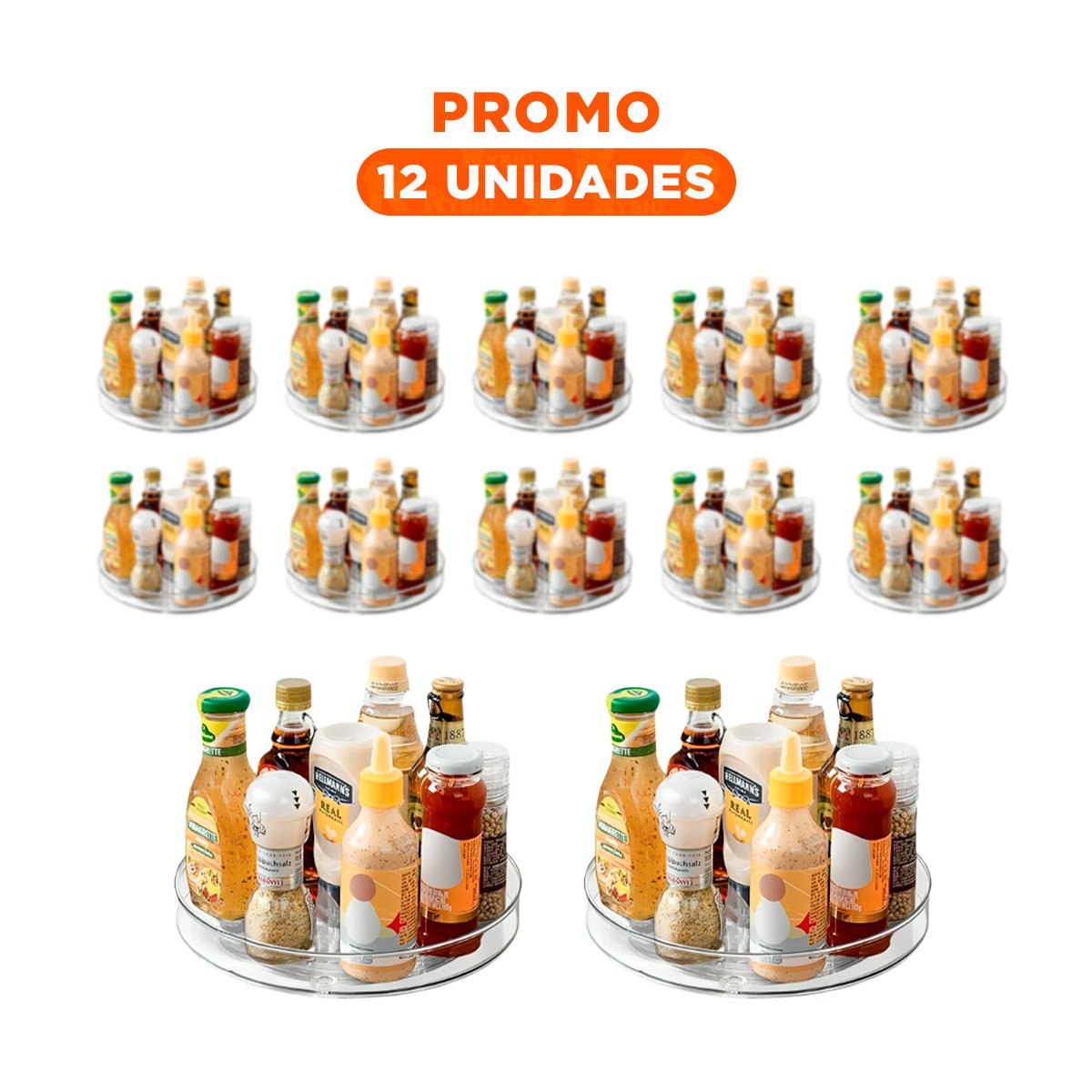 PACK12 SUPERFICIE GIRATORIA FUNCIONAL 29X3.5CM PARA COCINA TRANSPARENTE Y+REGALO STICKER - 1