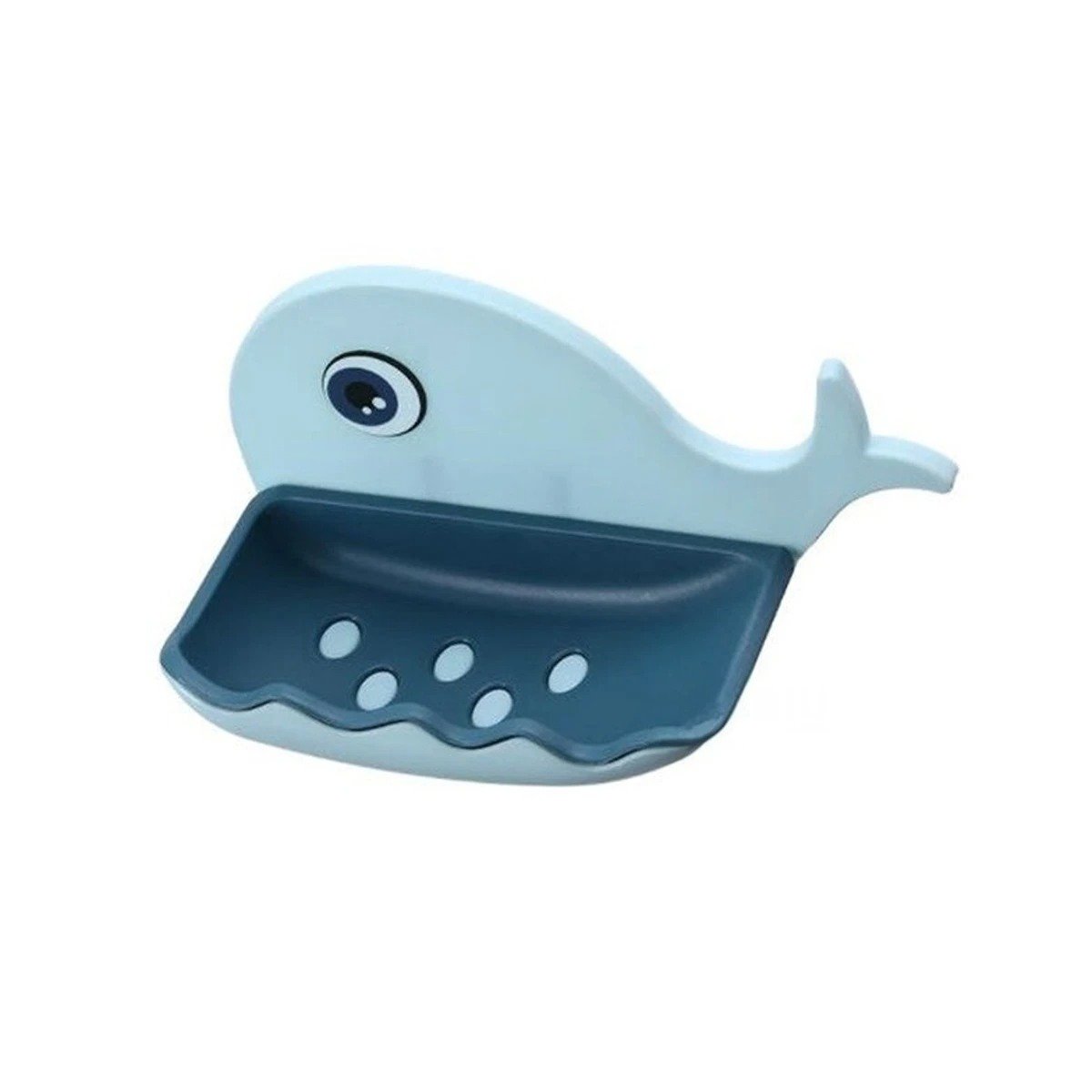 PACK2 CONTENEDOR JABON PRACTICO EN FORMA DE BALLENA CELESTE PARA HOGAR Y+REGALO STICKER - 2