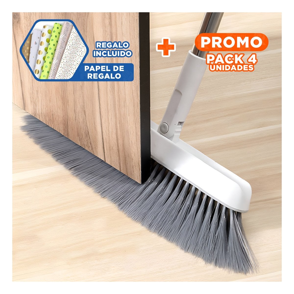 PACK4 UTIL MAGICO CON RECOGEDOR PARA LIMPIEZA DOMESTICA DE HOGAR BLANCO SEGURO Y+PAPEL REGALO - 1