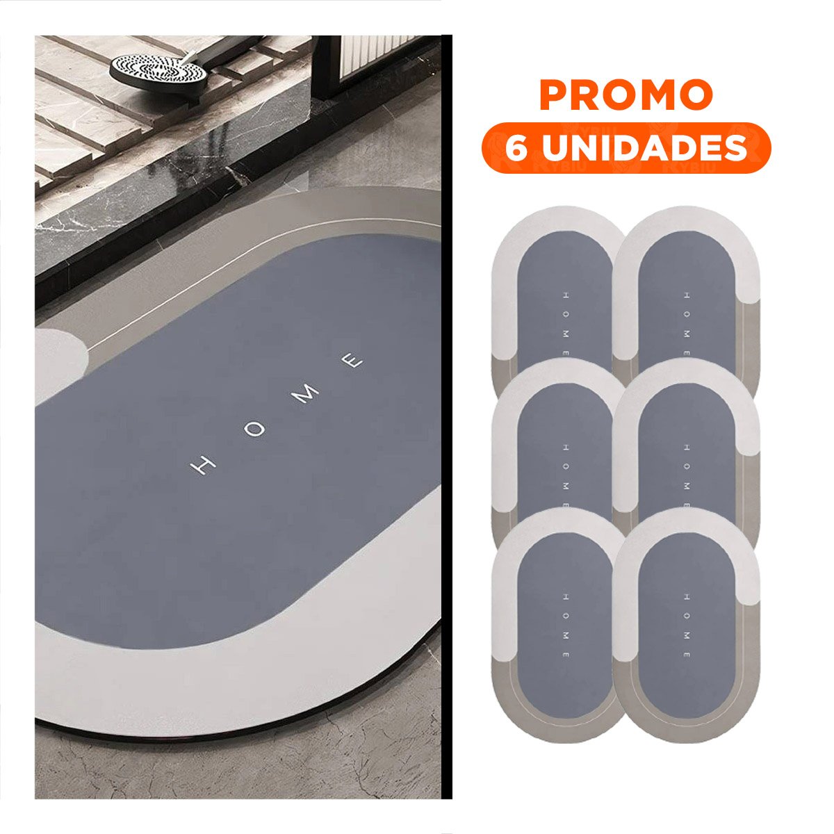 PACK6 TAPIZ COMODO HOME PLOMO FORMATO OVALADO PERFECTO PARA DECORAR ESPACIOS - 1