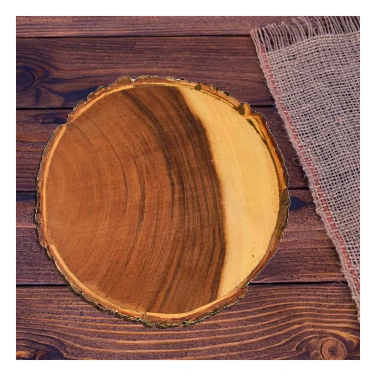 PACK2 PLATAFORMA CIRCULAR DE MADERA NATURAL PARA DECORACION DE CASA Y COMEDOR Y+REGALO STICKER - 5