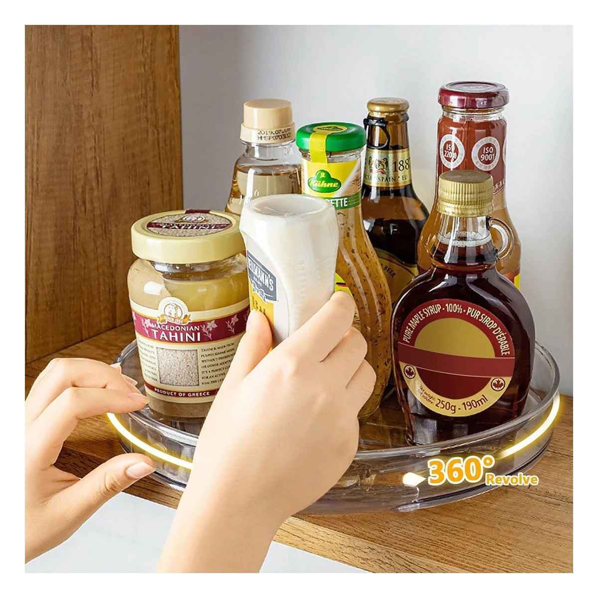 PACK6 PLATAFORMA GIRATORIA PRACTICA 29X3.5CM PARA COCINA TRANSPARENTE Y+PAPEL REGALO - 2