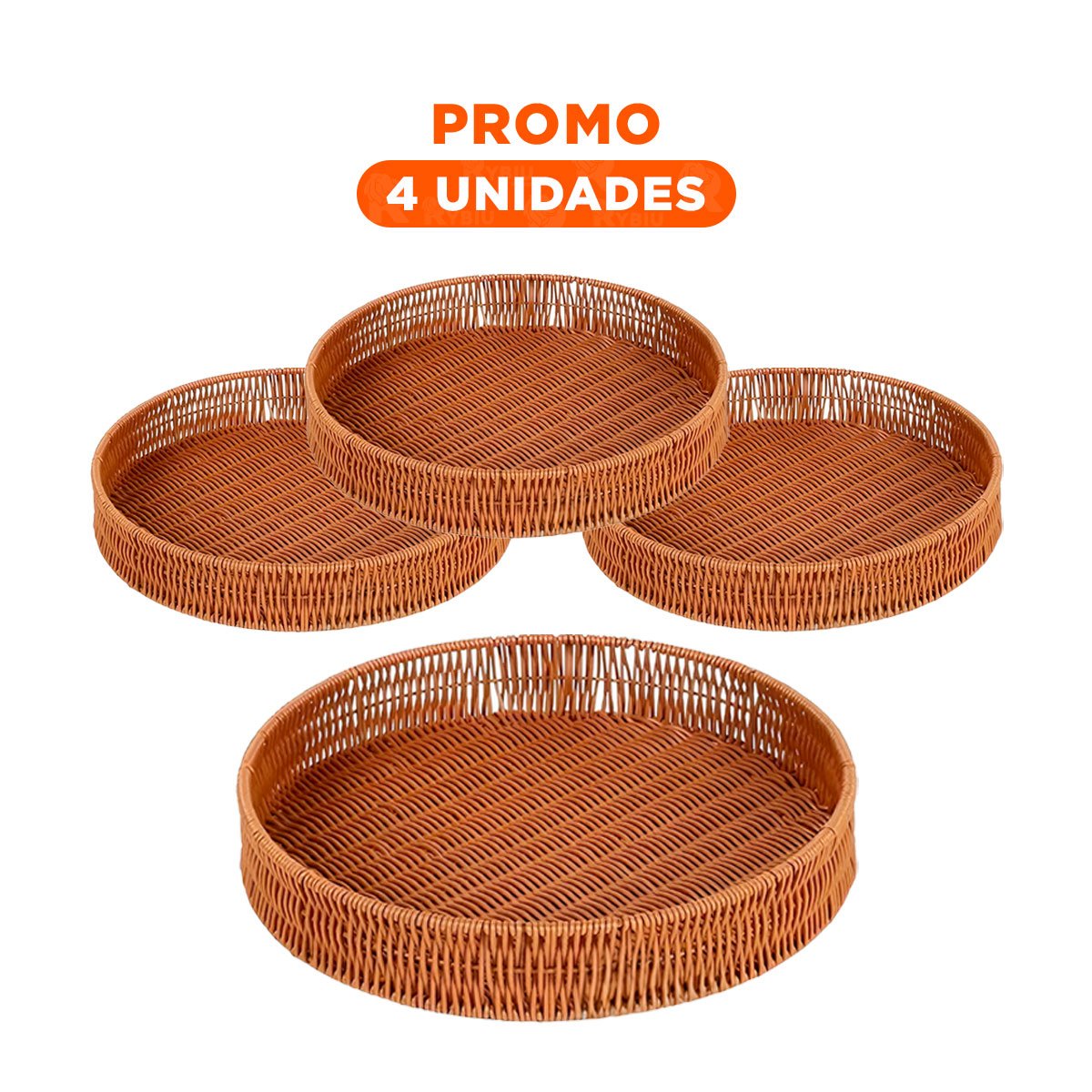 PACK4 CONTENEDOR PRACTICO TEJIDO CIRCULAR 30CM MARRON USO DIARIO CASA HOGAR4 Y+REGALO STICKER - 1