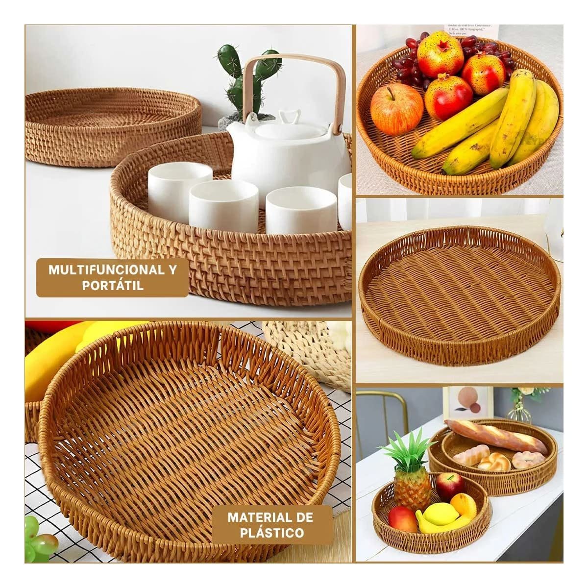 PACK4 CONTENEDOR PRACTICO TEJIDO CIRCULAR 30CM MARRON USO DIARIO CASA HOGAR4 Y+REGALO STICKER - 2