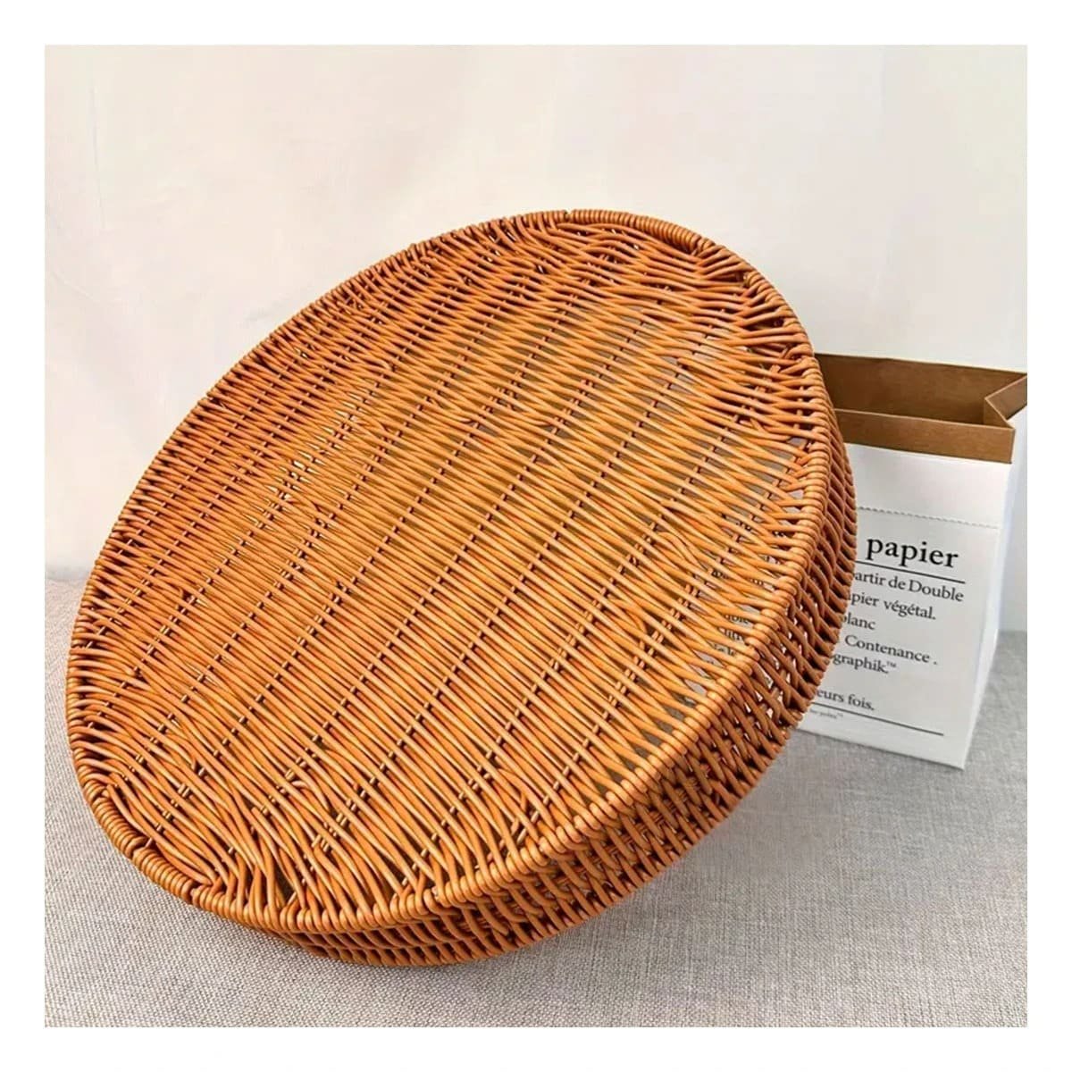 PACK4 CONTENEDOR PRACTICO TEJIDO CIRCULAR 30CM MARRON USO DIARIO CASA HOGAR4 Y+REGALO STICKER - 5