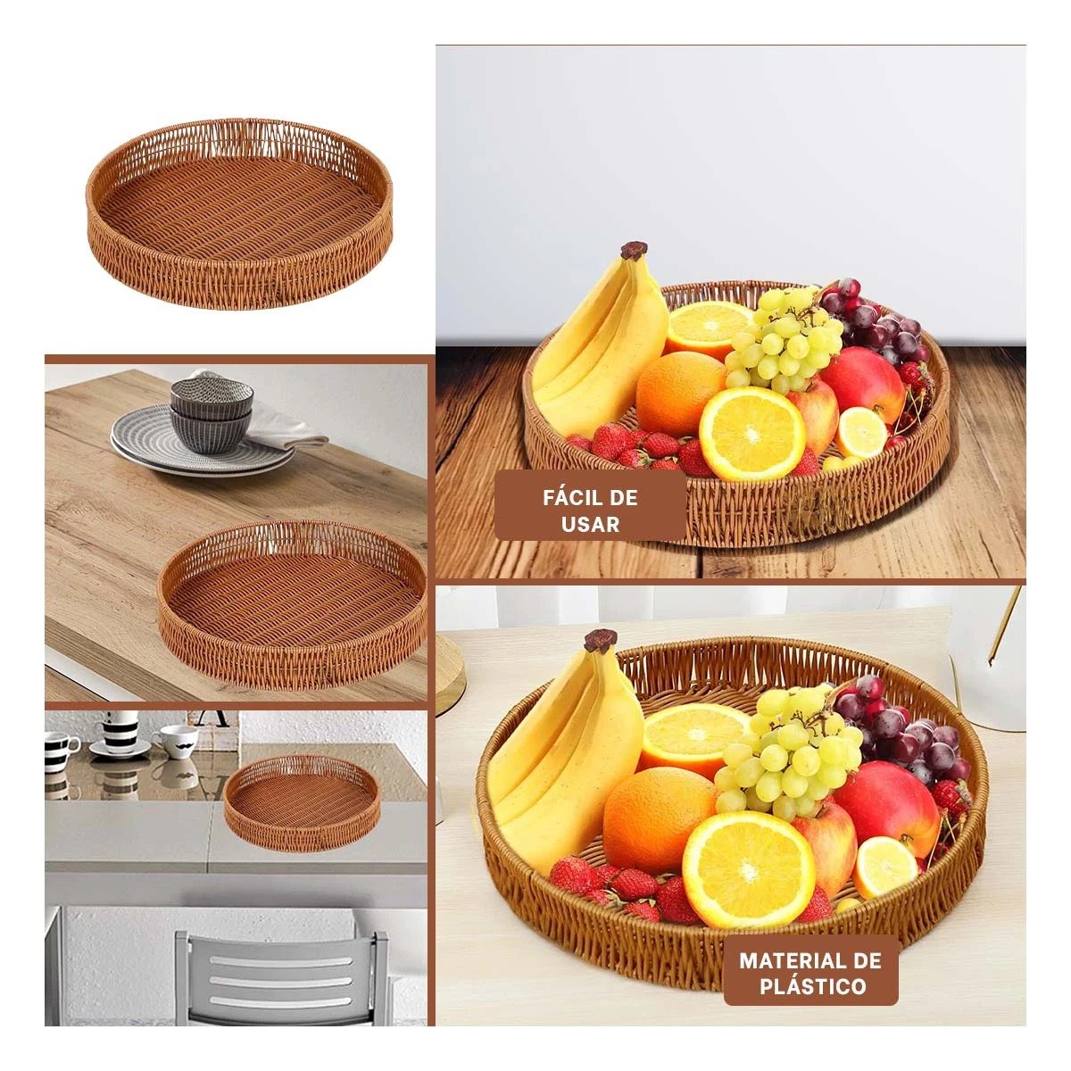 PACK2 RECIPIENTE DECORATIVO TEJIDO CIRCULAR 26CM MARRON ORDEN PERSONAL DIARIO Y+PAPEL REGALO - 3