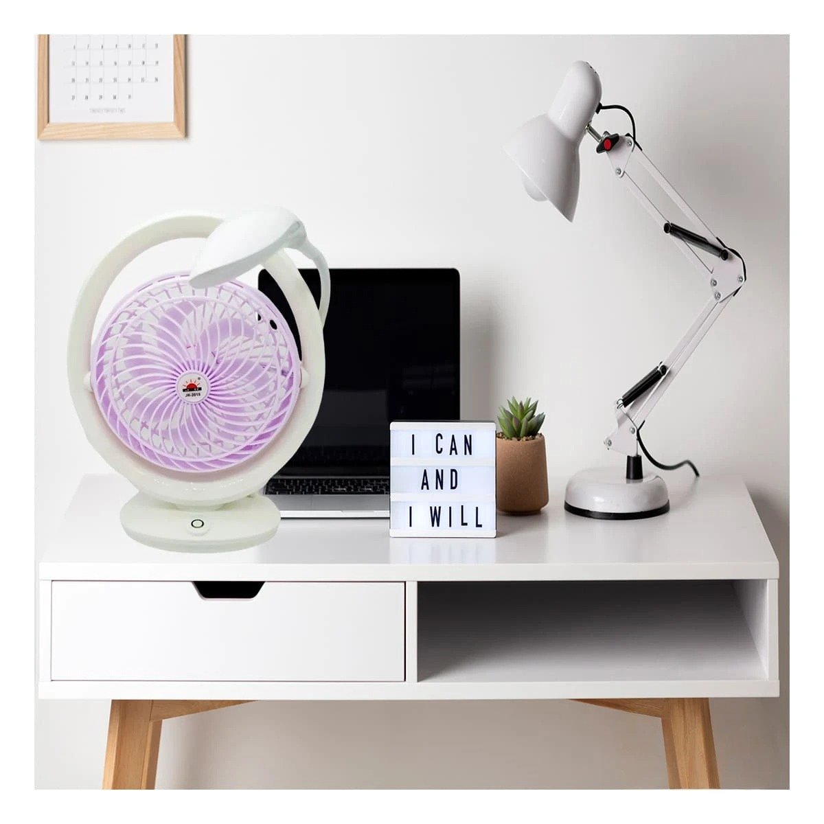 PACK6 SOPLADOR MODERNO RECARGABLE CON LAMPARA DE MESA 3 VELOCIDADES LILA Y+REGALO STICKER - 5