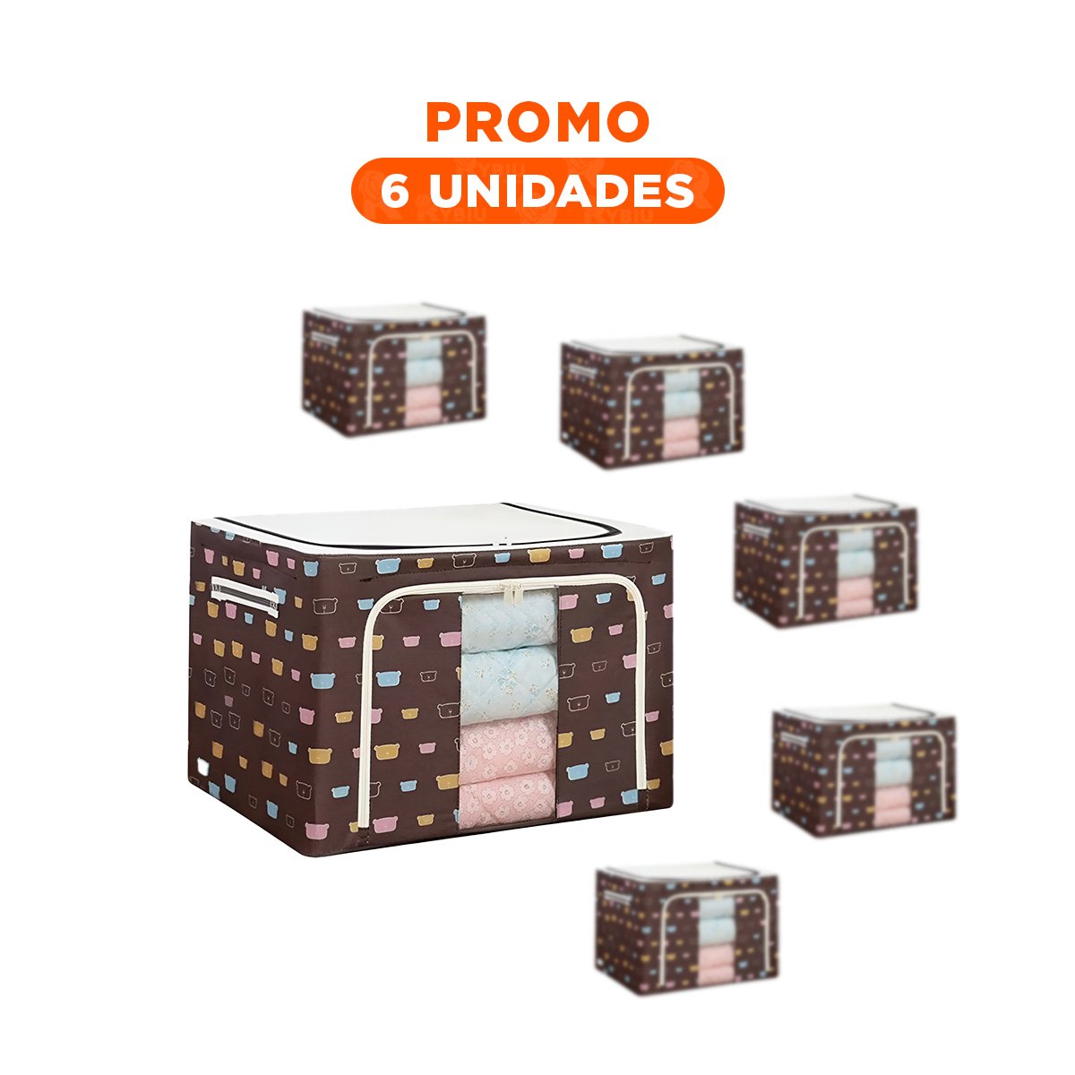 PACK6 CAJA DECORATIVA PLEGABLE PARA CASA CON ESTAMPA OSOS - 1